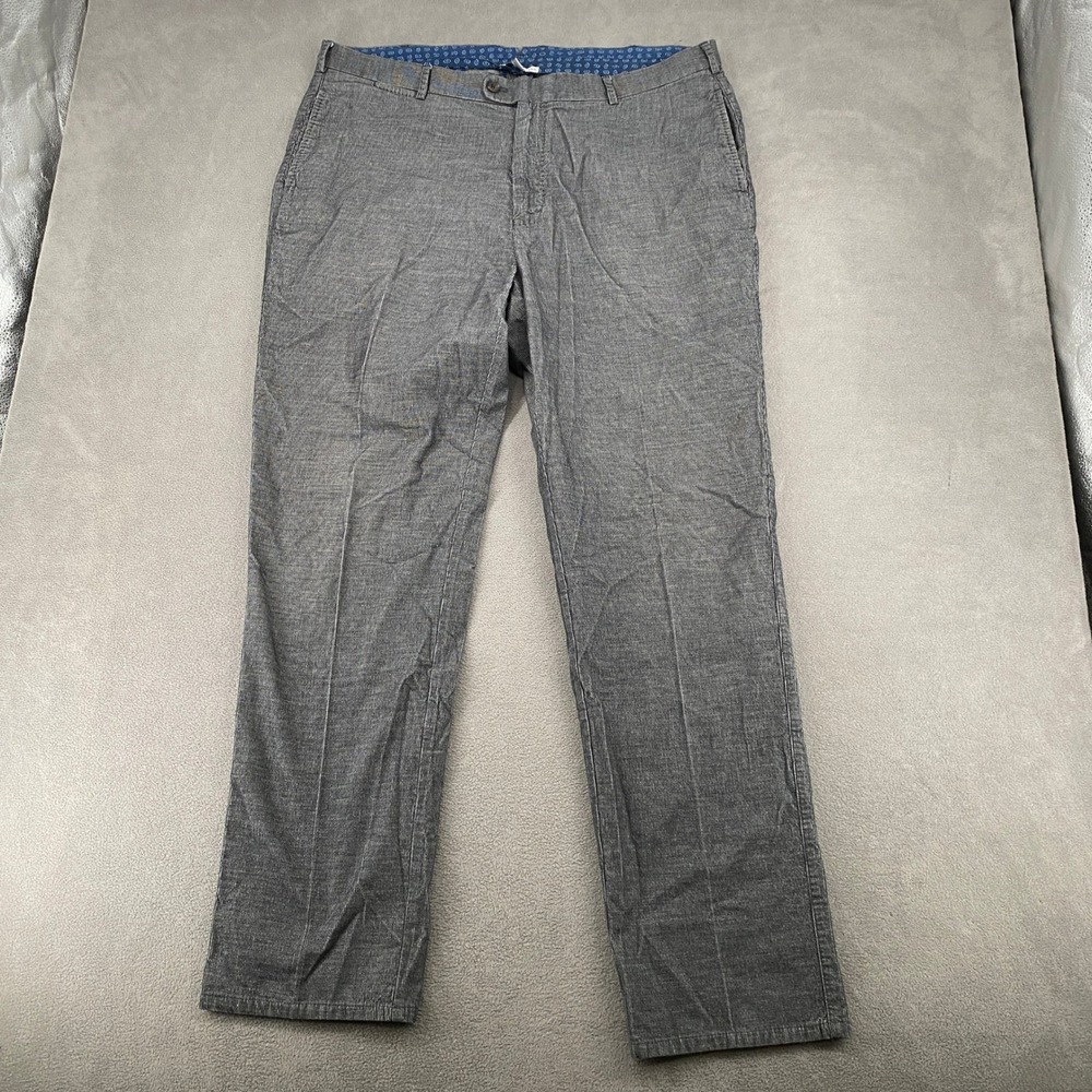 Peter Millar Mens Grey Micro Stripe Cotton Flat Front Trousers Pants Size 40